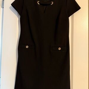 Tommy Hilfiger Black Mini Dress with Button Accents